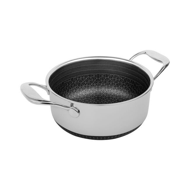 LIVWELL DiamondClad™ 3 Quart Hybrid Nonstick Stainless Steel Stock Pot and Lid, Dishwasher Safe, PFOA-free – Silver/Black, SILVER, alternate image number 3