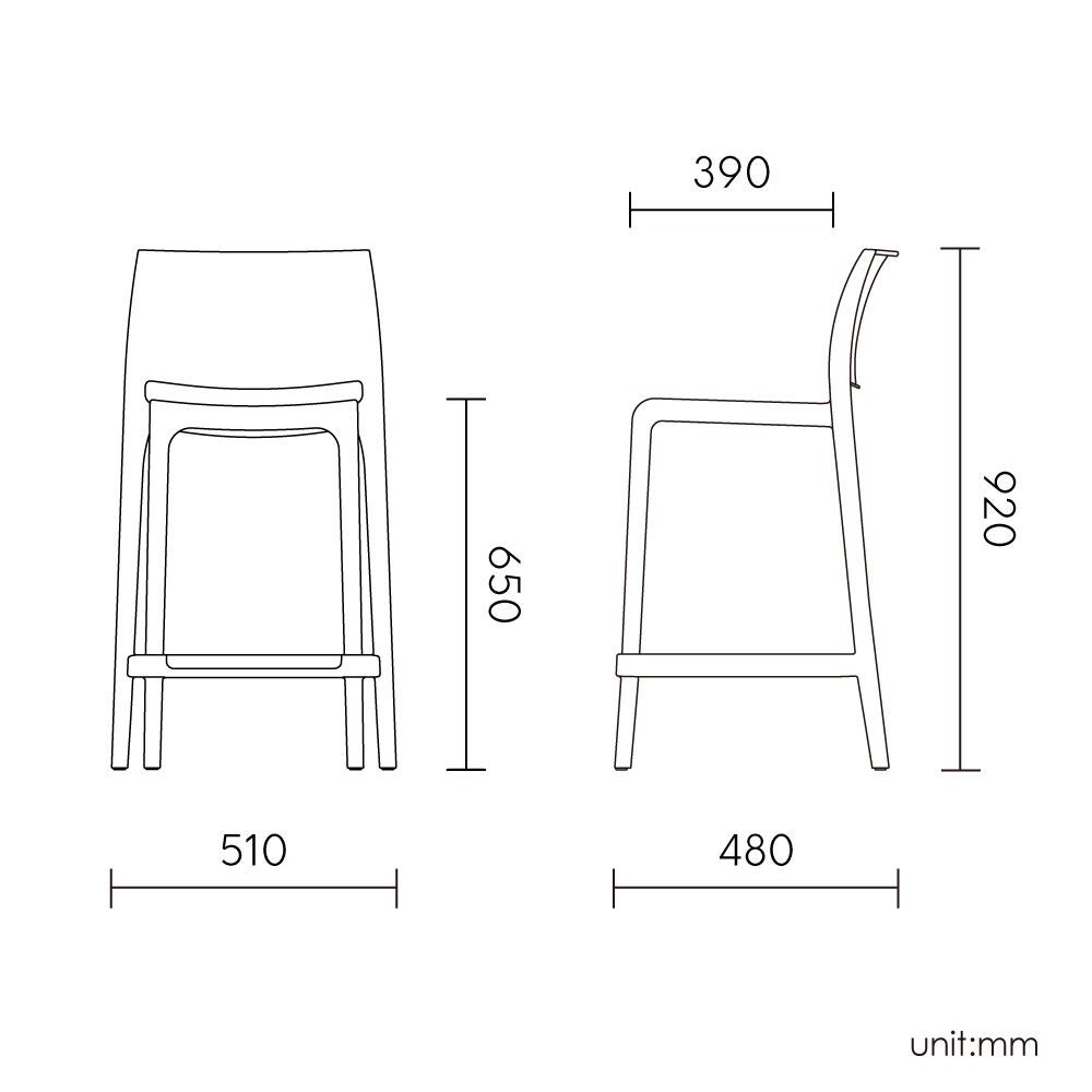  SET OF 2 RUE OUTDOOR STACKABLE COUNTER STOOL, WHITE, alternate image number 4