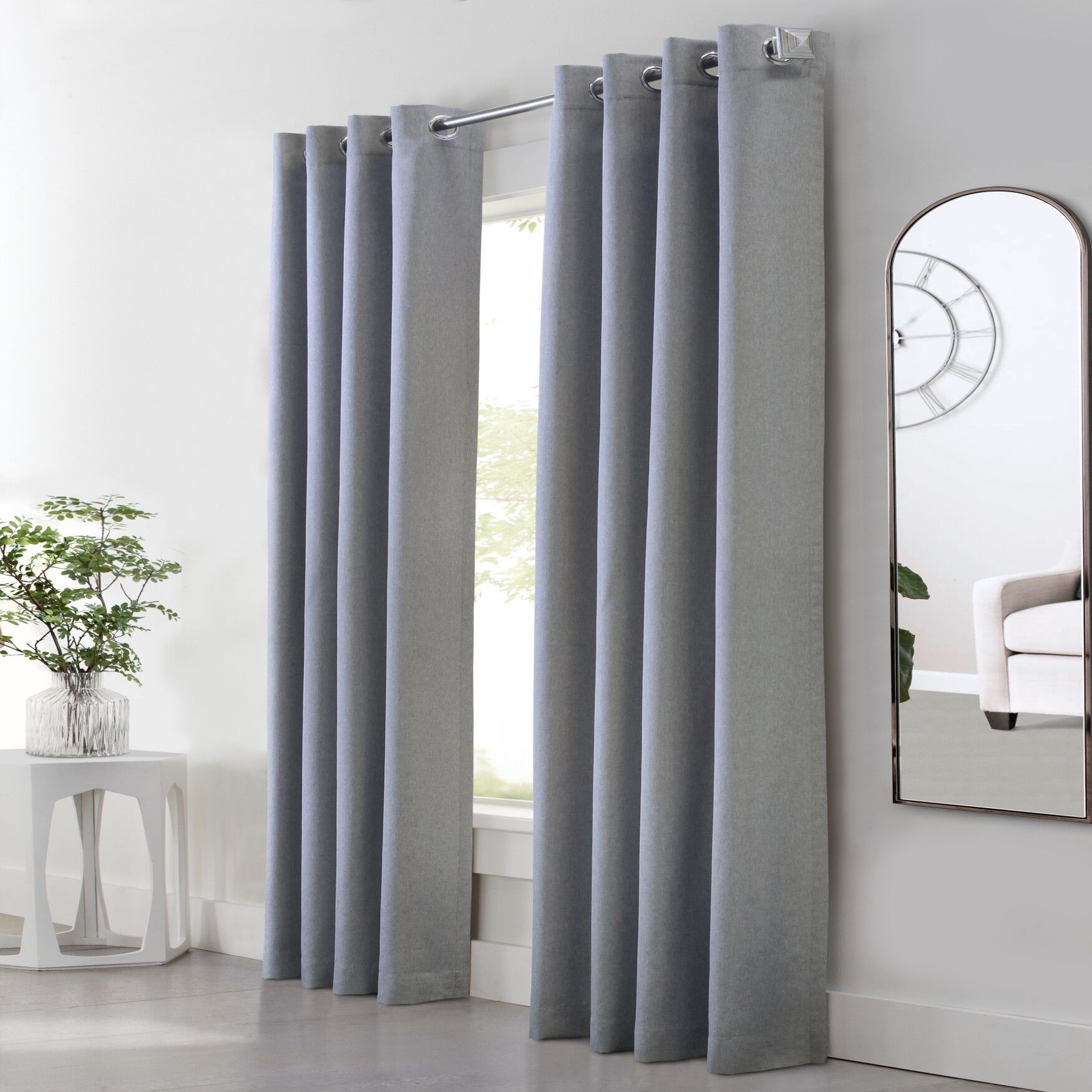 Habitat Margaret Indoor Single Grommet Curtain Panel, GREY, hi-res image number 0