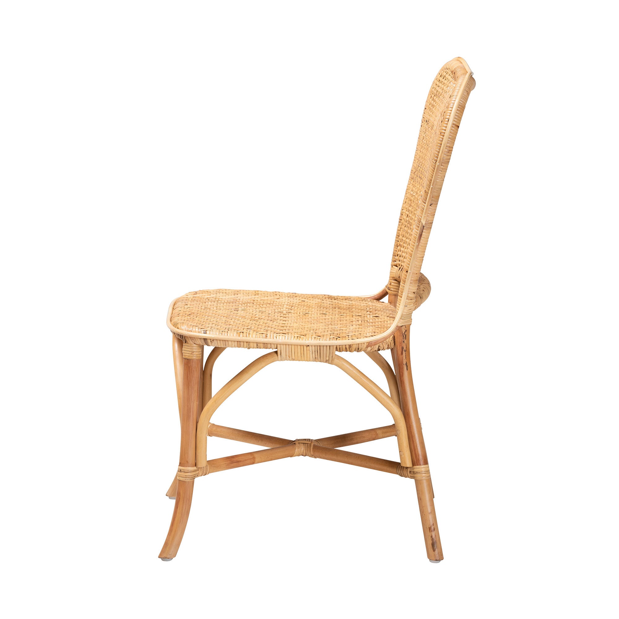 Irene Modern Bohemian Natural Rattan Dining Chair, NATURAL BROWN, alternate image number 4