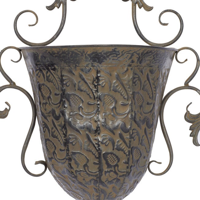 Set Of 2 Brown Metal Traditional Planter, , alternate image number null