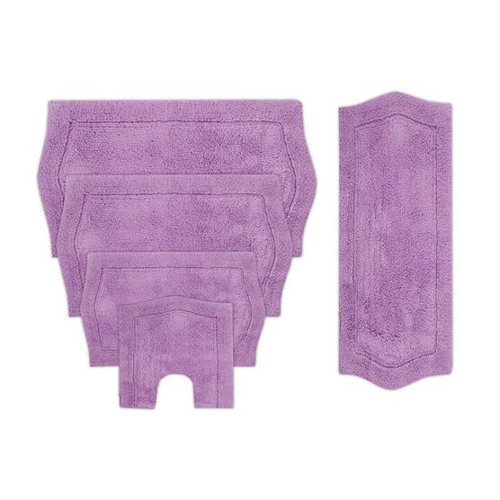 Waterford 5 Piece Set Bath Rug Collection, PURPLE, hi-res image number null