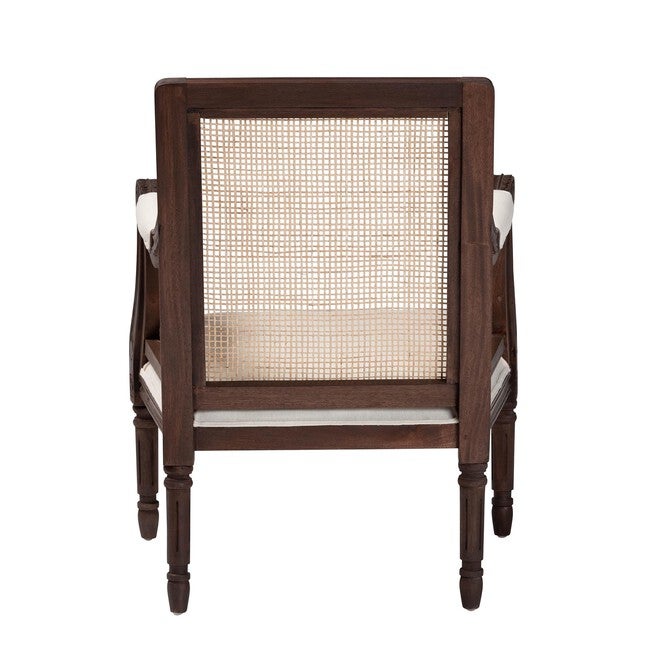 Desmond Traditional French Beige Fabric And Dark Brown Finished Wood Accent Chair, , alternate image number null