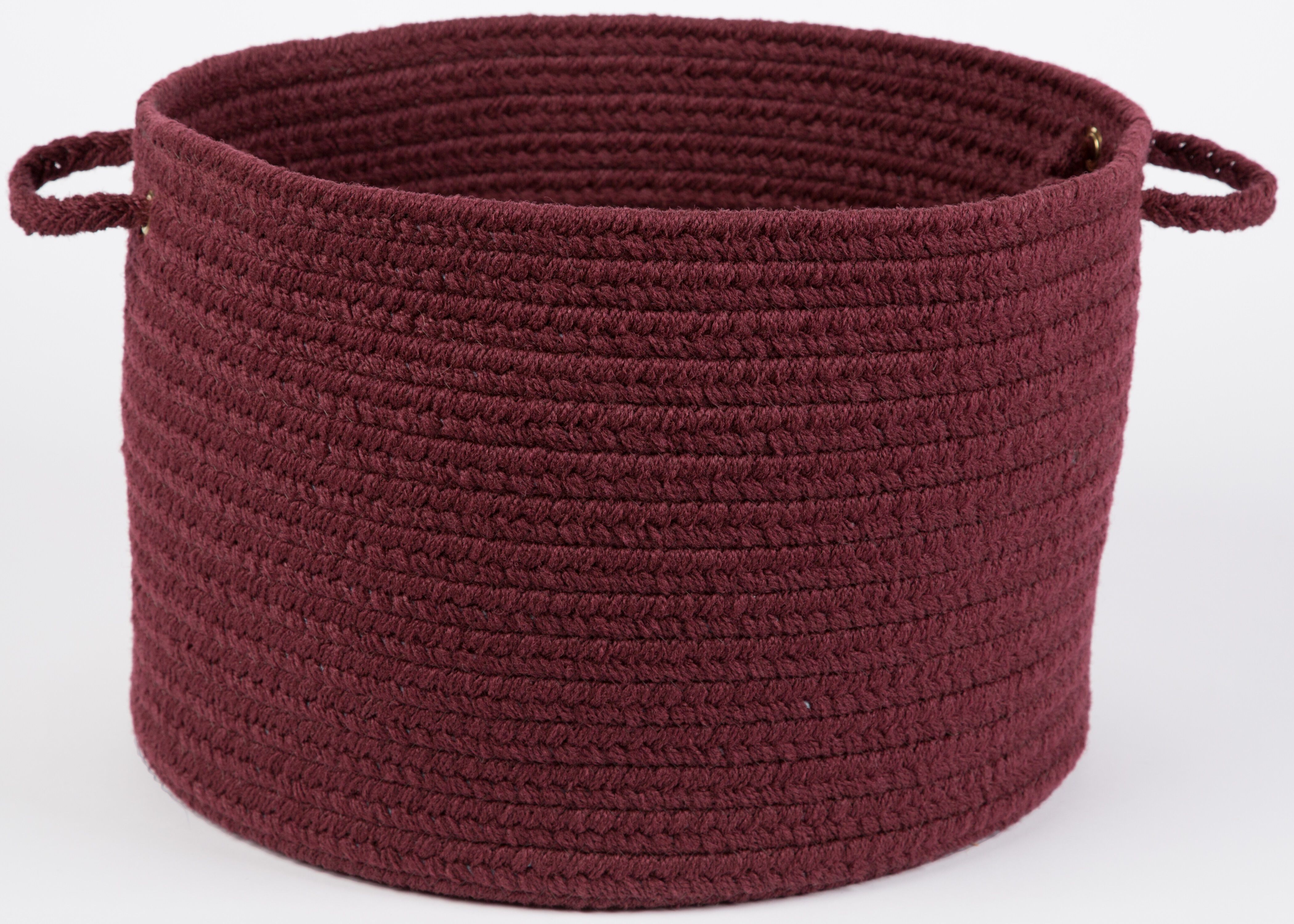 18 inches x 12 inches Braided Basket with Handles, BURGUNDY, hi-res image number 0