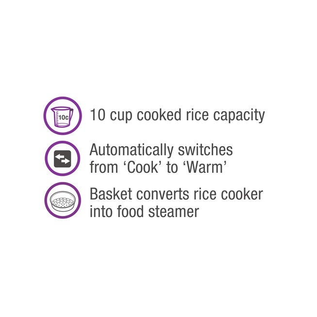 Automatic Drum Style Rice Cooker & Steamer - Black - 10 Cups, , alternate image number null