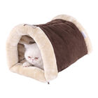 Faux Suede Fur Cat Tunnel Cave Mat, BEIGE, hi-res image number null