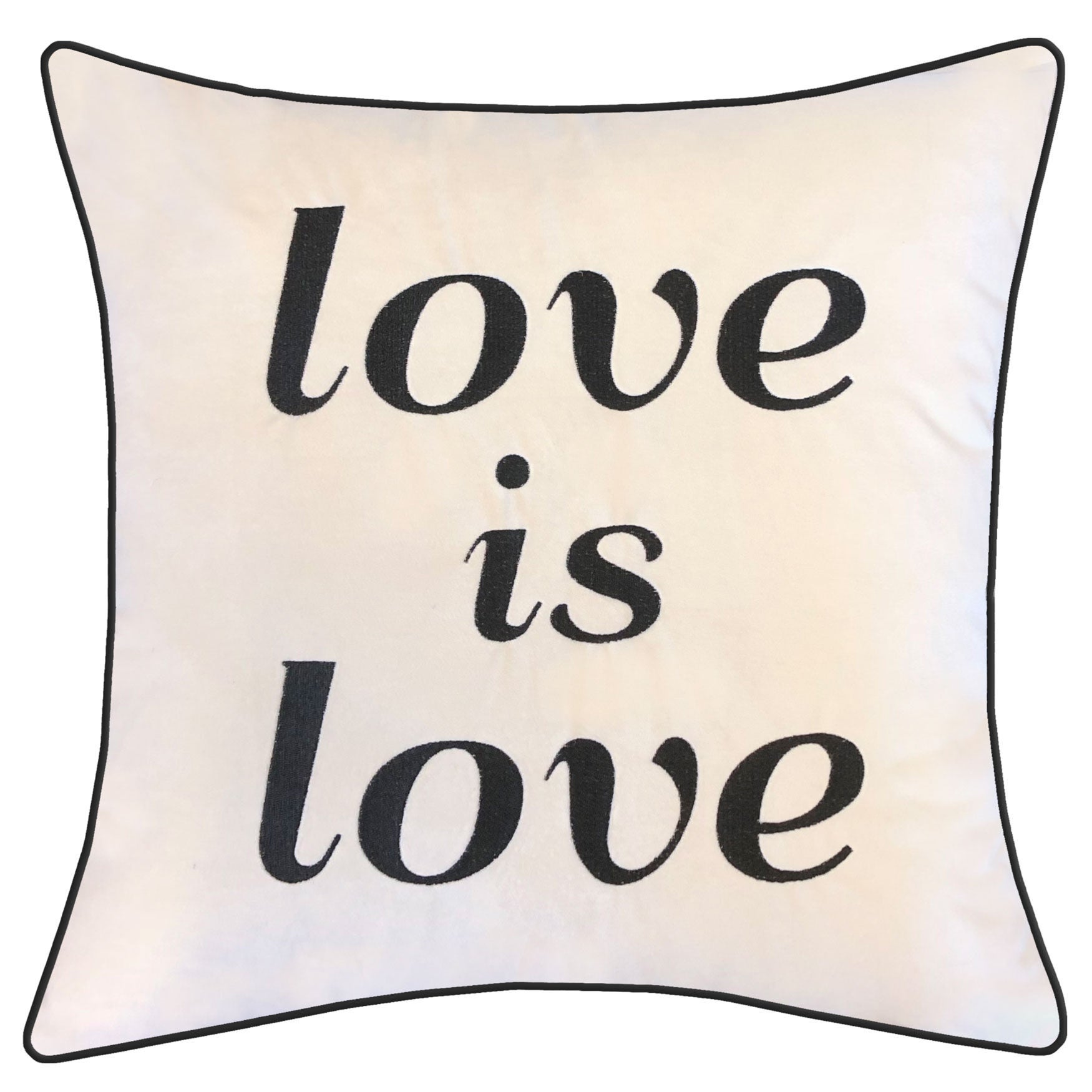 Embroidered &quot;Love Is Love&quot; Decorative Pillow, NATURAL, hi-res image number 0