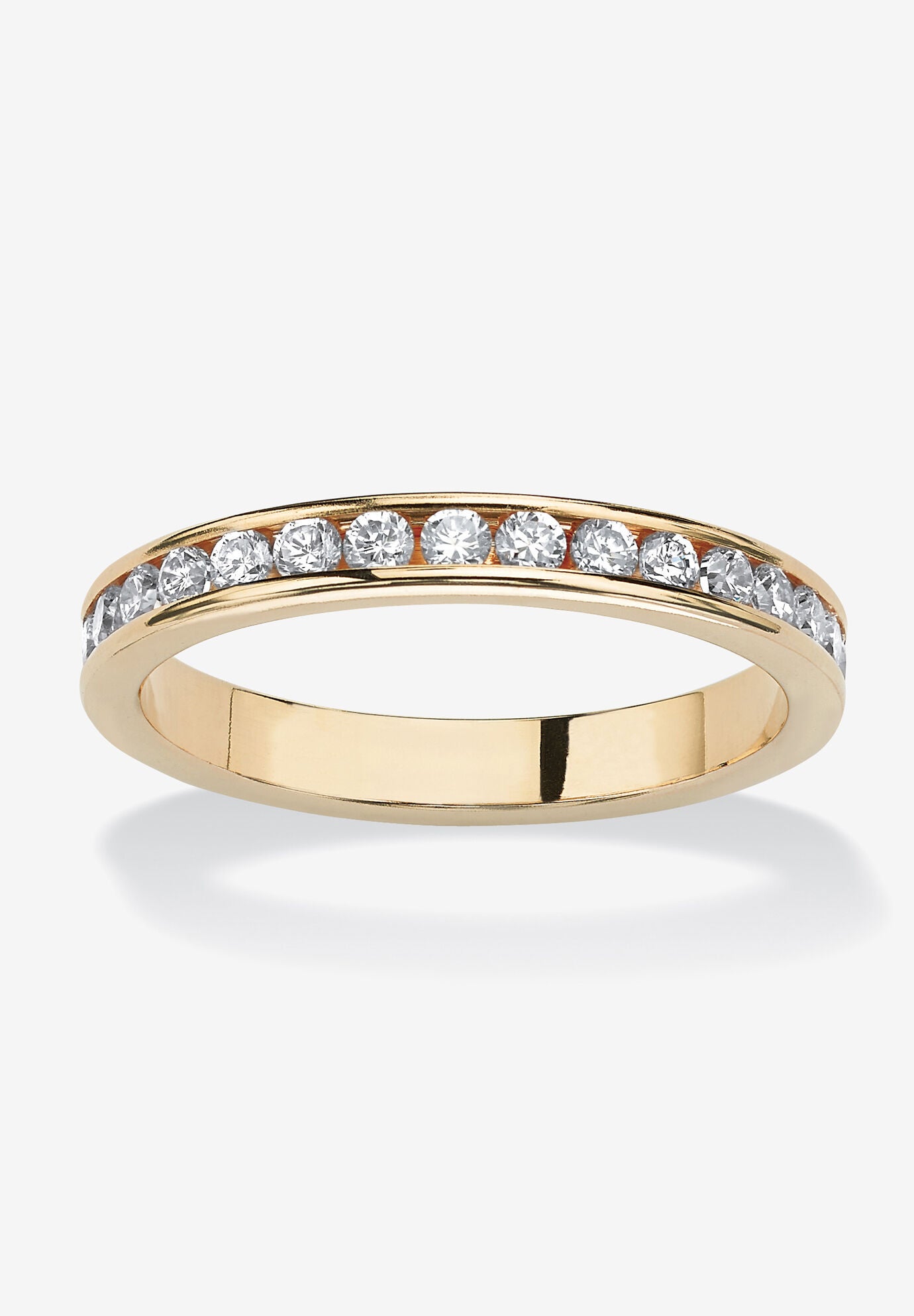Yellow Gold Plated Simulated Birthstone Eternity Ring, APRIL, hi-res image number 0
