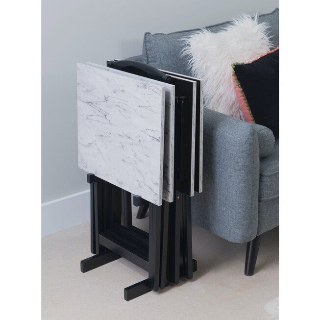 Jasper Tray Table Set White Faux Marble, , alternate image number 9