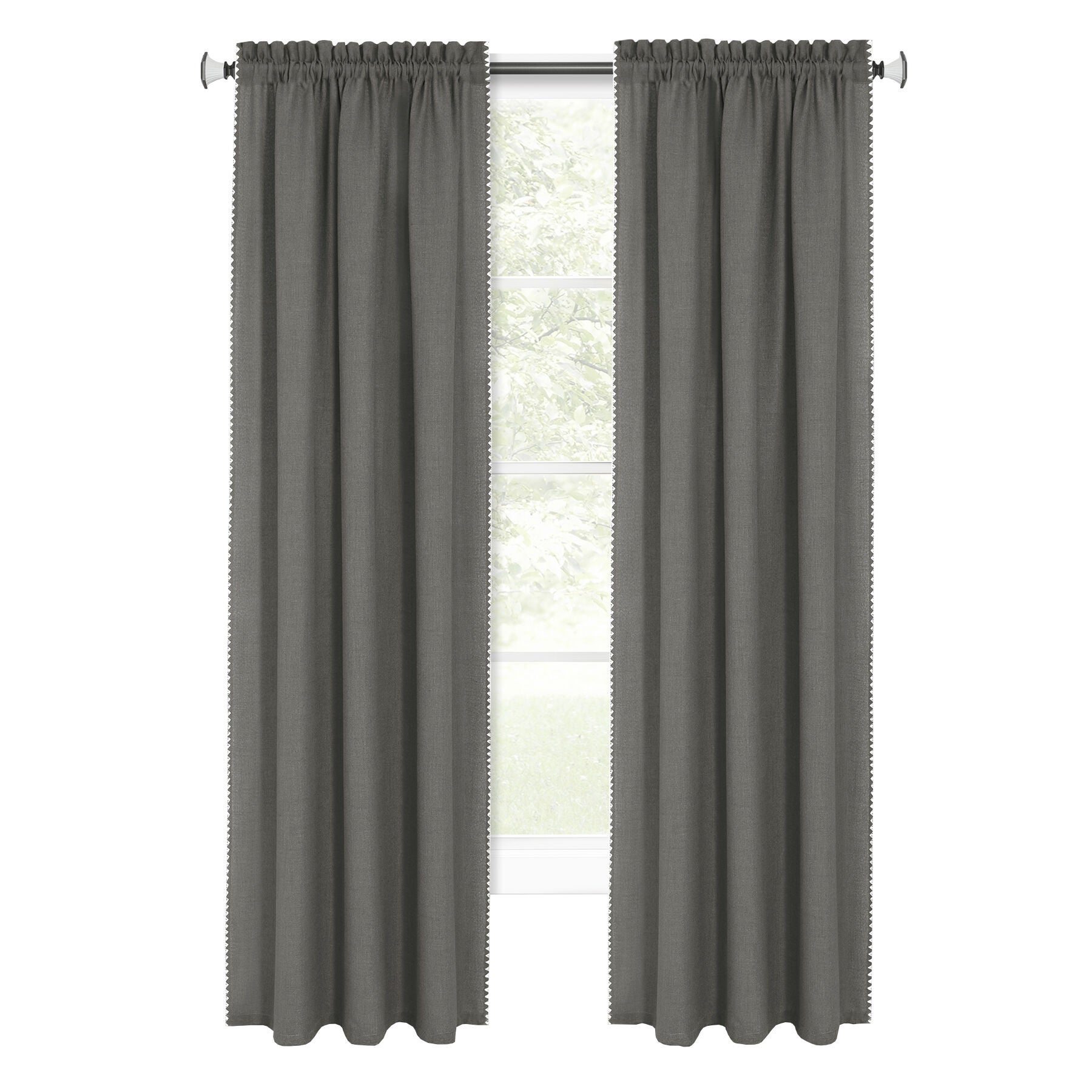 Kendal Rod Pocket Window Curtain Panel, GREY, alternate image number 1