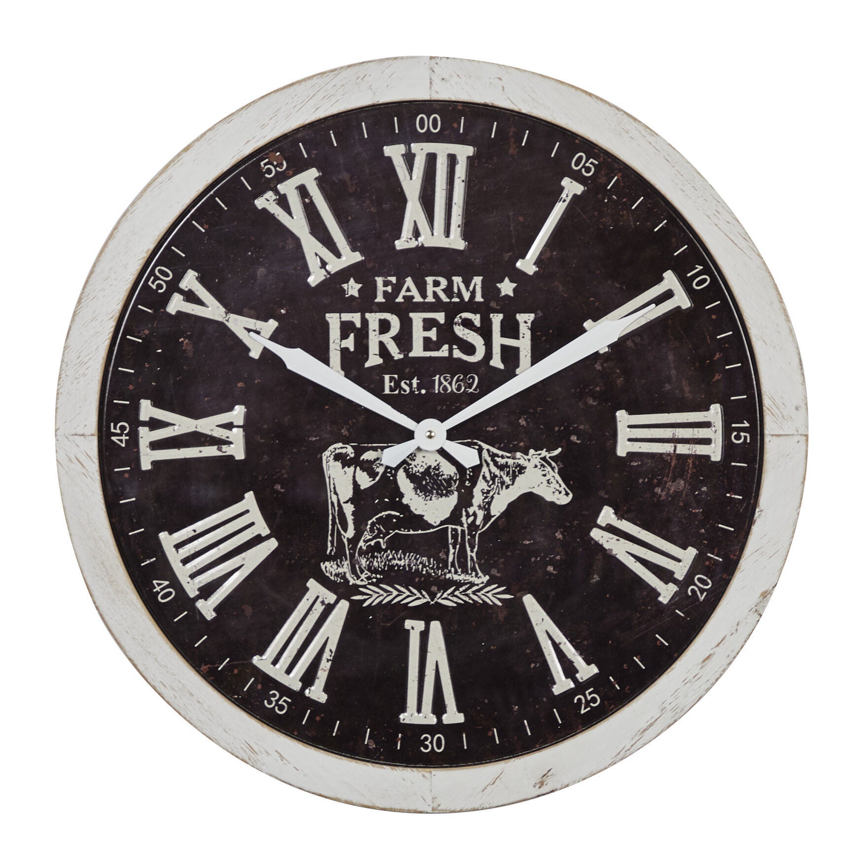 Black Farmhouse Wood Wall Clock, BLACK, hi-res image number 0