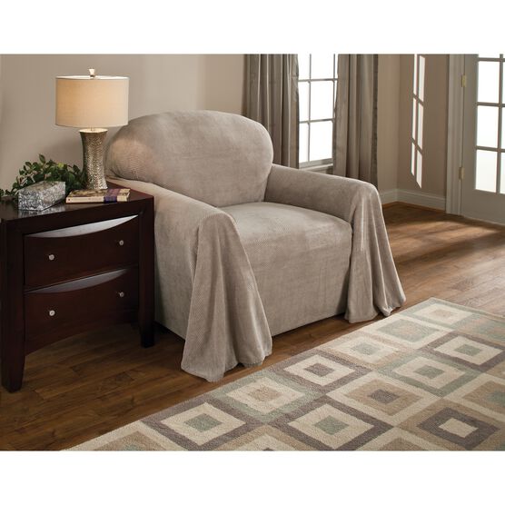 Coral Fleece Throw Chair Furniture Cover, NATURAL, hi-res image number null