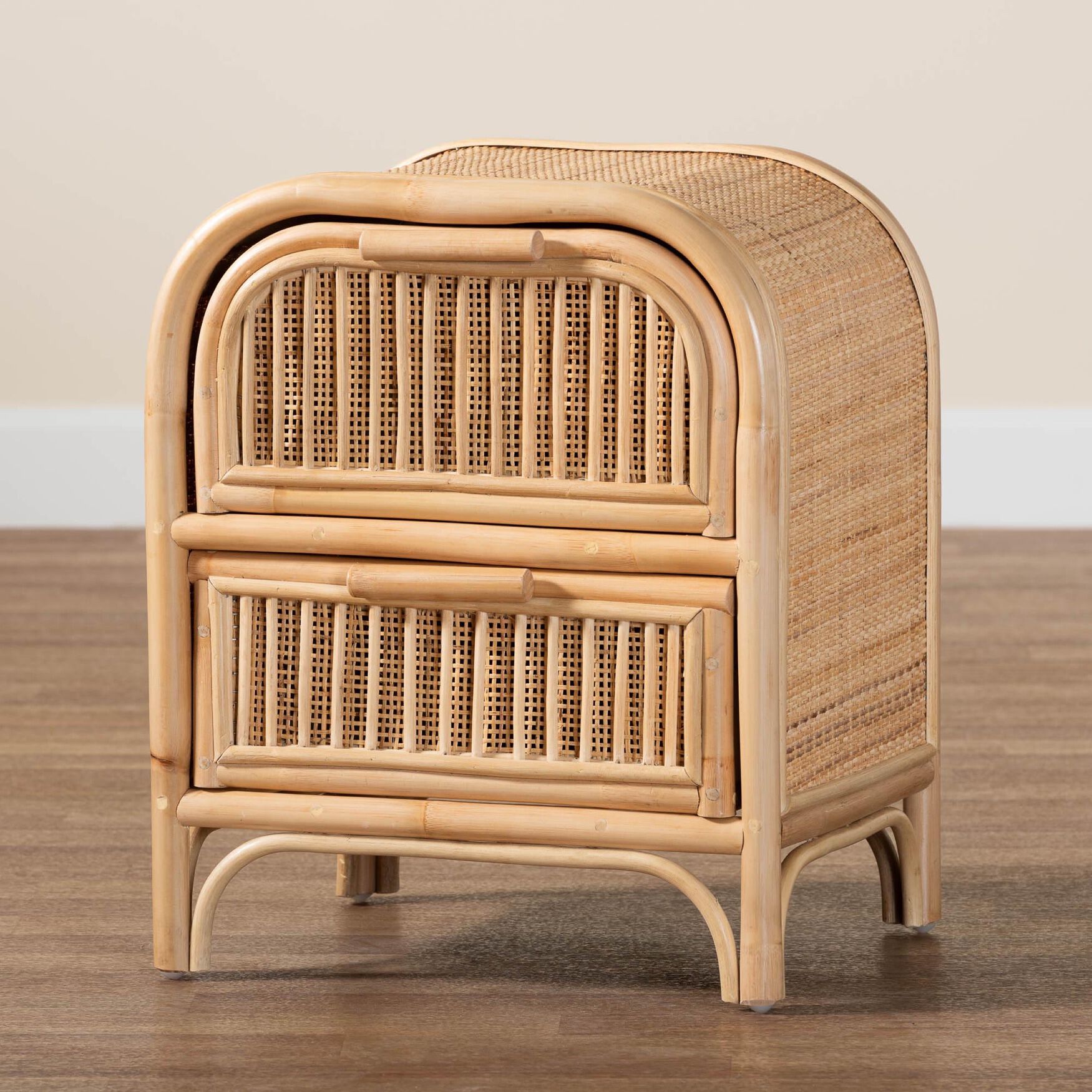 Adrika Bohemian Natural Rattan 2-Drawer Nightstand, , alternate image number 13
