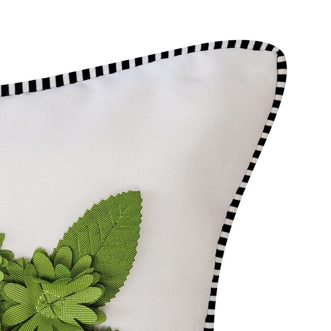Edie @ Home Indoor/Outdoor Dimensional Topiary Lumbar W Crewel Embroidered Pots Decorative Throw Pillow 13X25, Leaf Multi, , alternate image number null