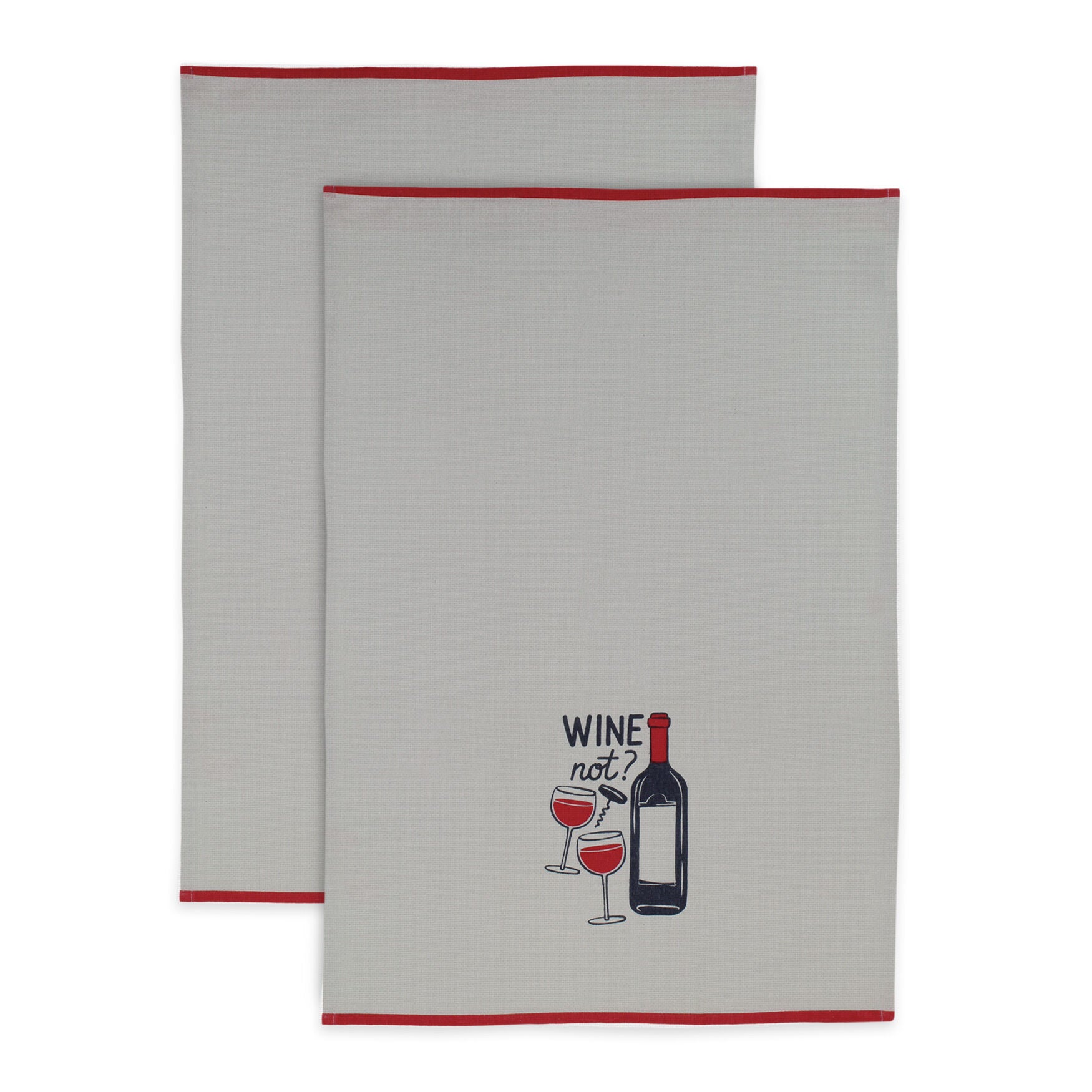 Fun Designer Print Kitchen Towel, Set 2, BURGUNDY GRAY, hi-res image number 0