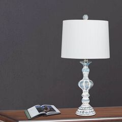 26.5" Cottage Antique Blue Resin Table Lamp