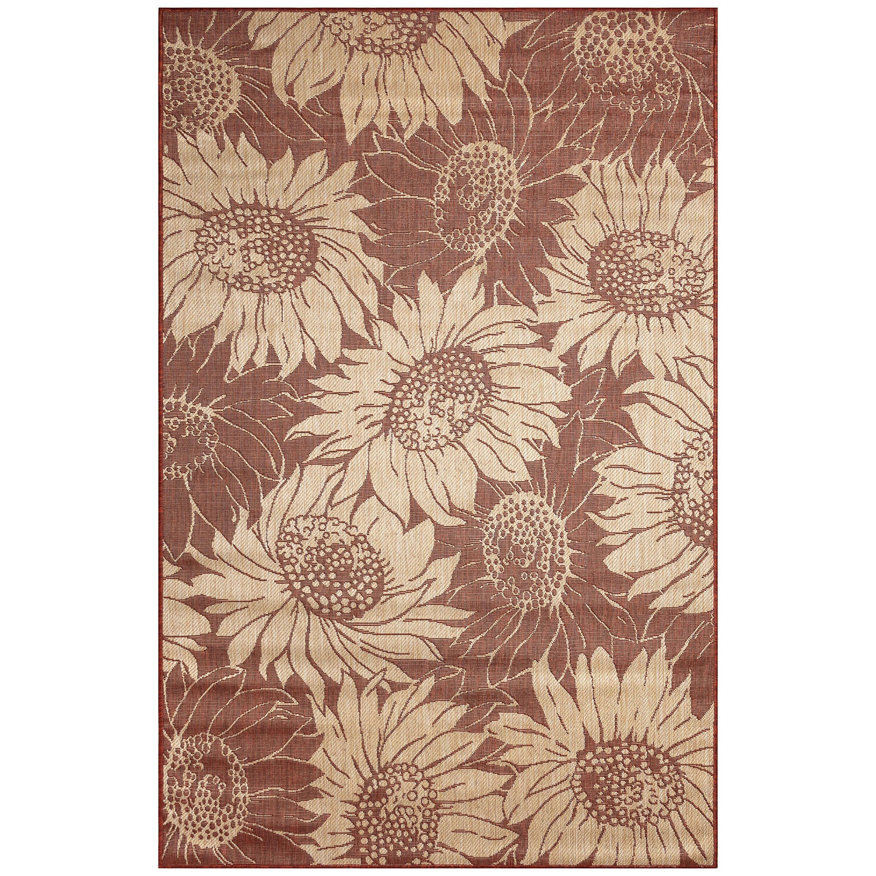 Carmel Sunflower Field Indoor/Outdoor Area Rug Black, CHILI, hi-res image number 0