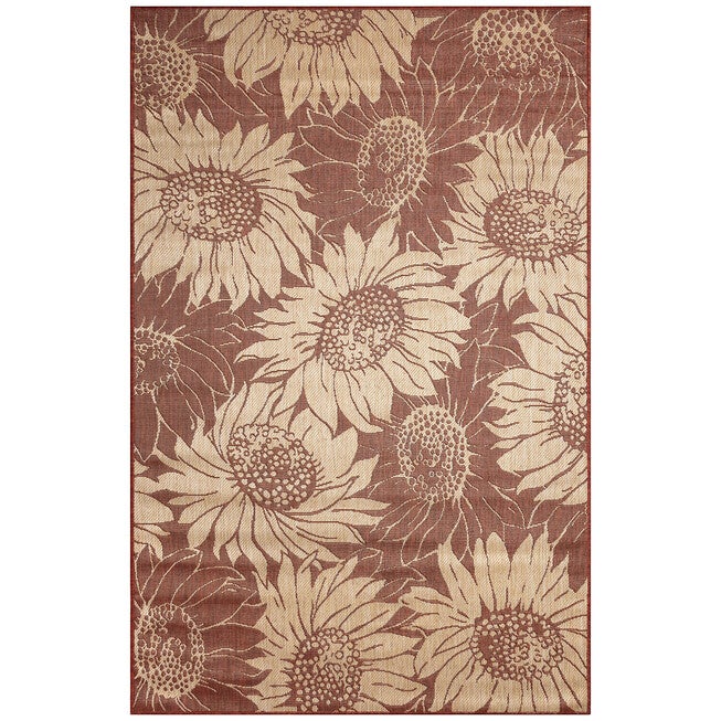 Carmel Sunflower Field Indoor/Outdoor Area Rug Black, CHILI, hi-res image number 0