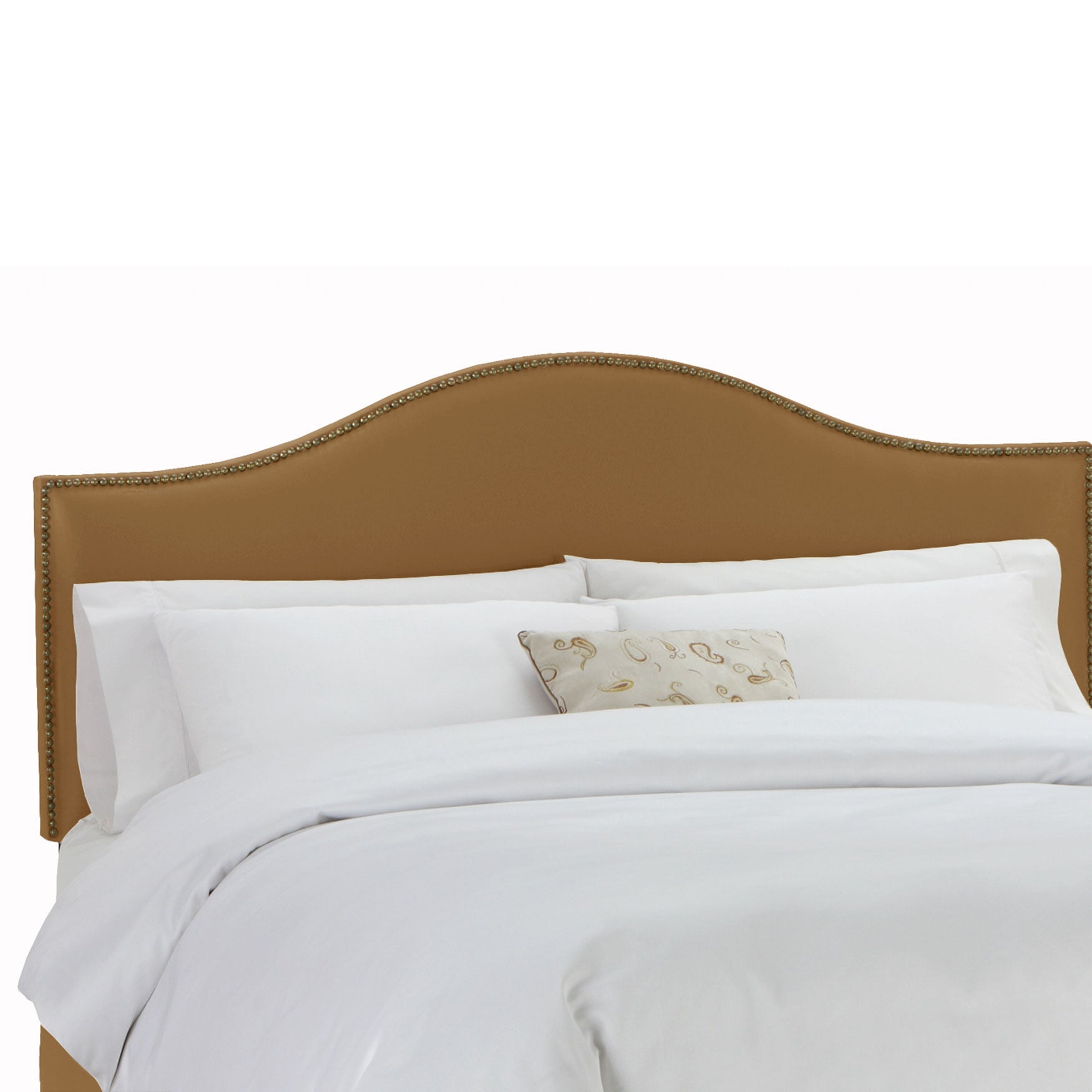 Upholstered Curved Top Nail Button Border Headboard in Microsuede, , hi-res image number 0