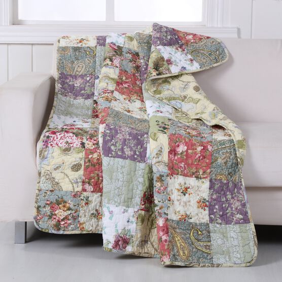 Blooming Prairie Patchwork Quilted Throw Blanket, MULTI, hi-res image number null