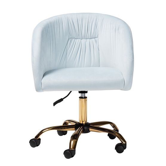 Ravenna Contemporary Glam And Luxe Aqua Velvet Fabric And Gold Metal Swivel Office Chair, , alternate image number null