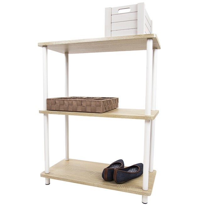 Home Basics Pine Wood 3 Tier Rectangular Corner Shelf, BAMBOO, hi-res image number 0