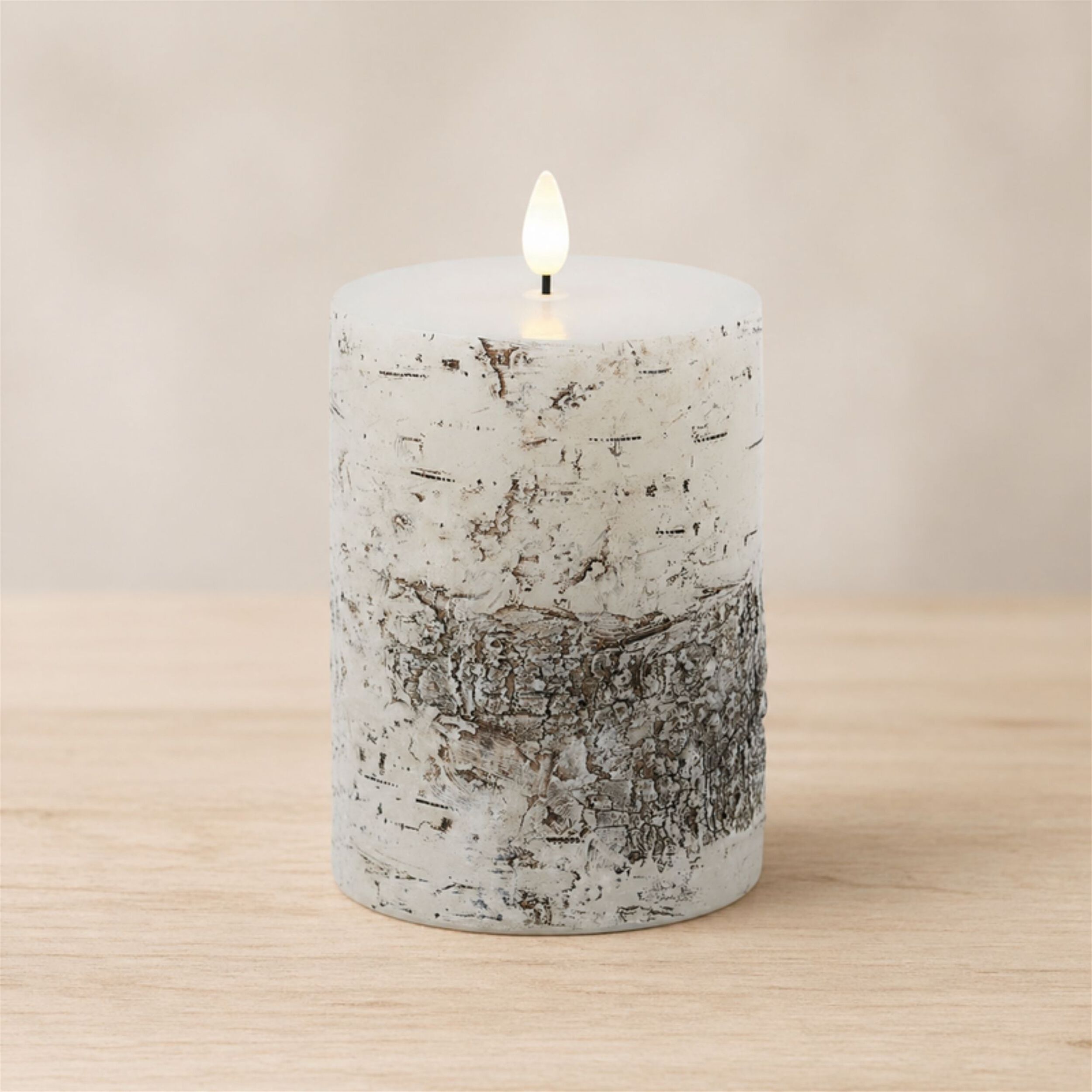 FIA Wick Birch Design Pillar Candle (Set of 2), WHITE BLACK, alternate image number 2