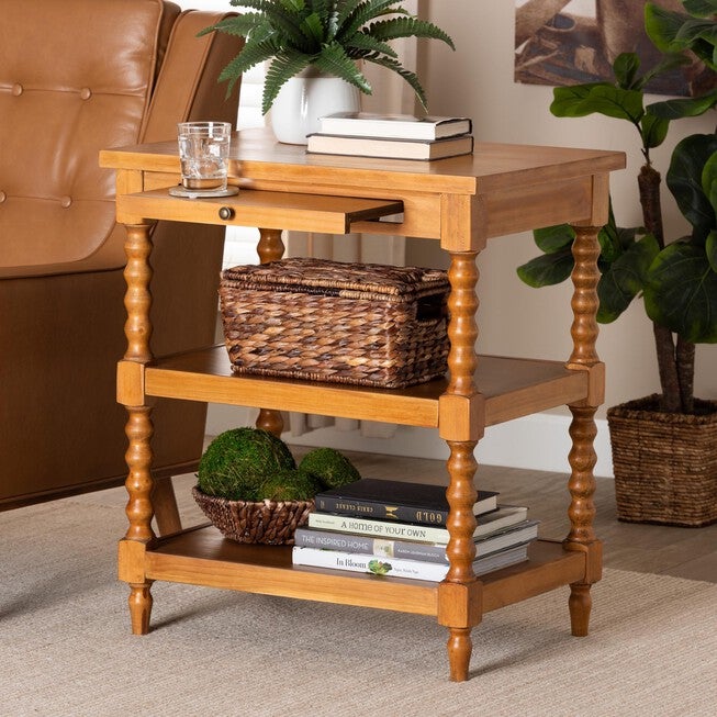 Imogene Retro-Modern Walnut Brown Finished Wood End Table, , alternate image number 6