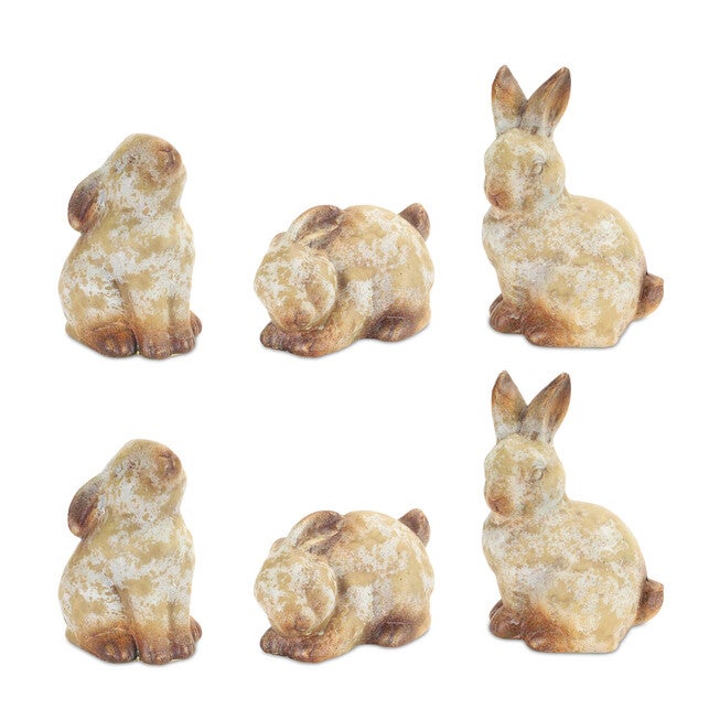 Weathered Terra Cotta Rabbit Garden Statue (Set Of 6), , alternate image number null