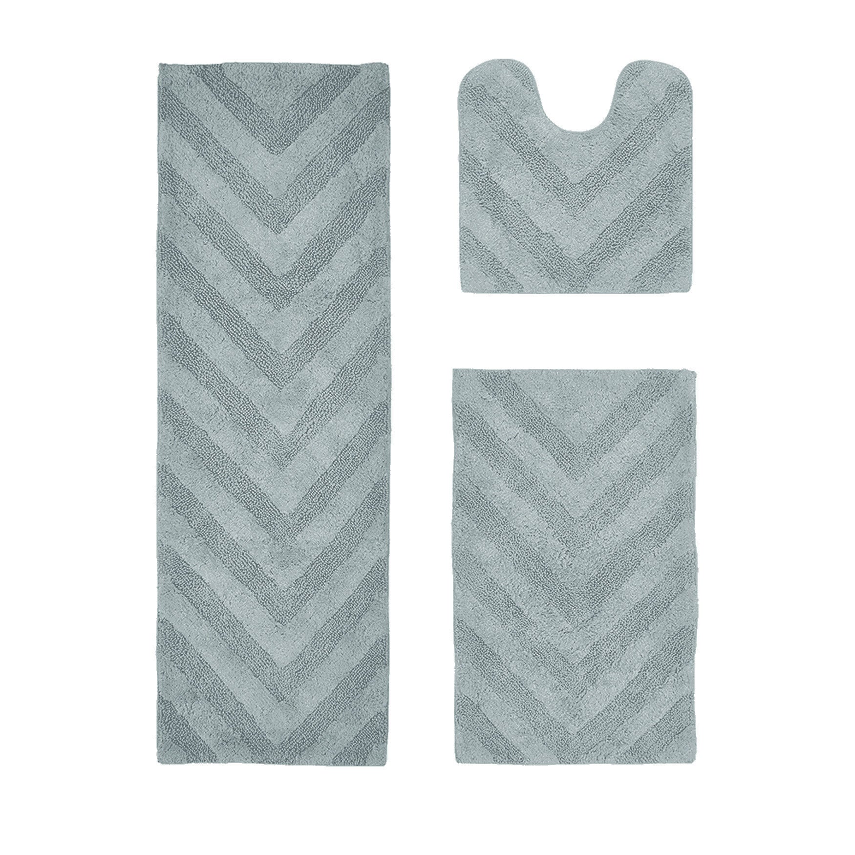 Hugo Collection 100% Cotton 3 Piece (20 inches X 20 inches | 21 inches X 34 inches | 20 inches X 60 inches) Bath Rug Set, BLUE, hi-res image number 0
