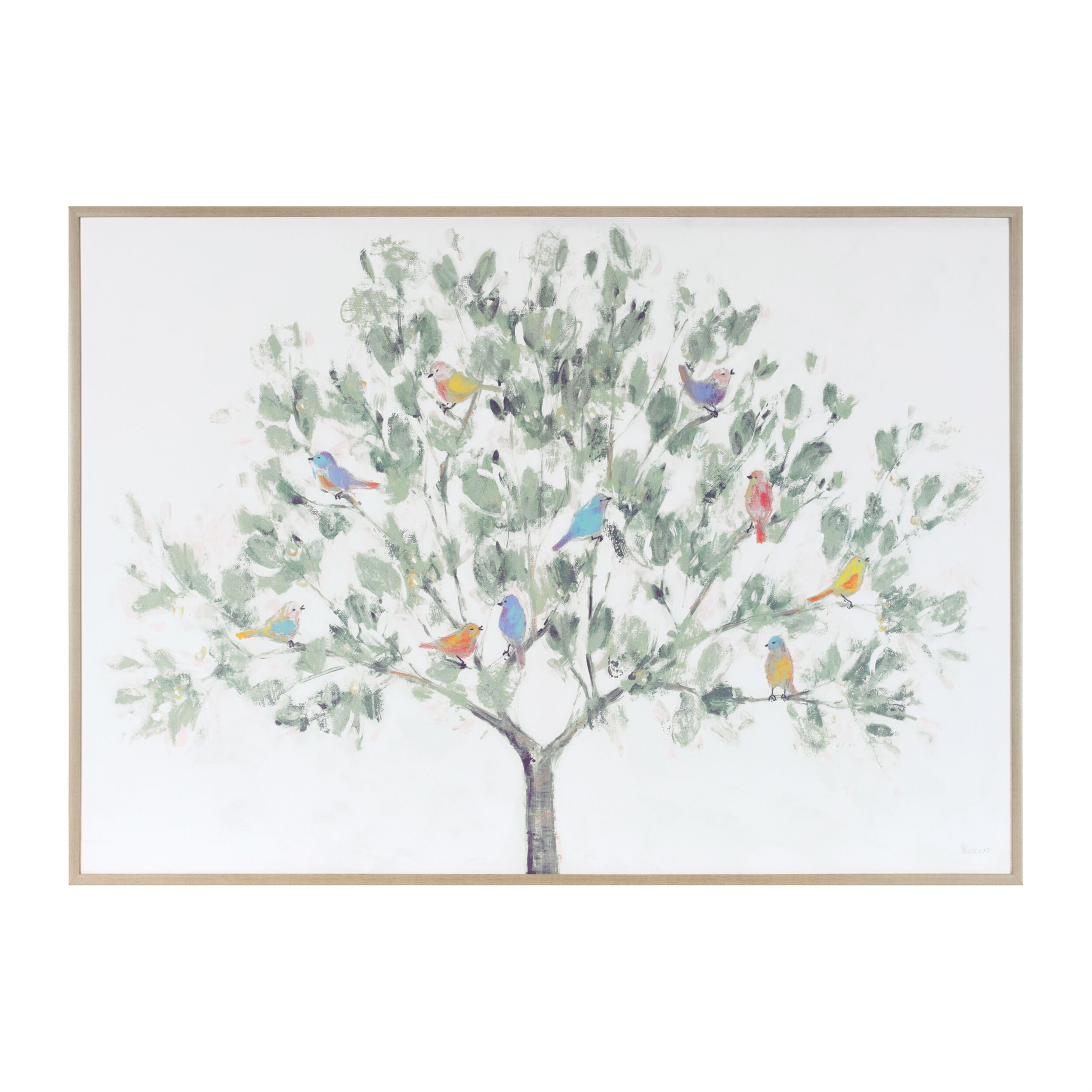Birds in Tree Print, WHITE GREEN, hi-res image number 0