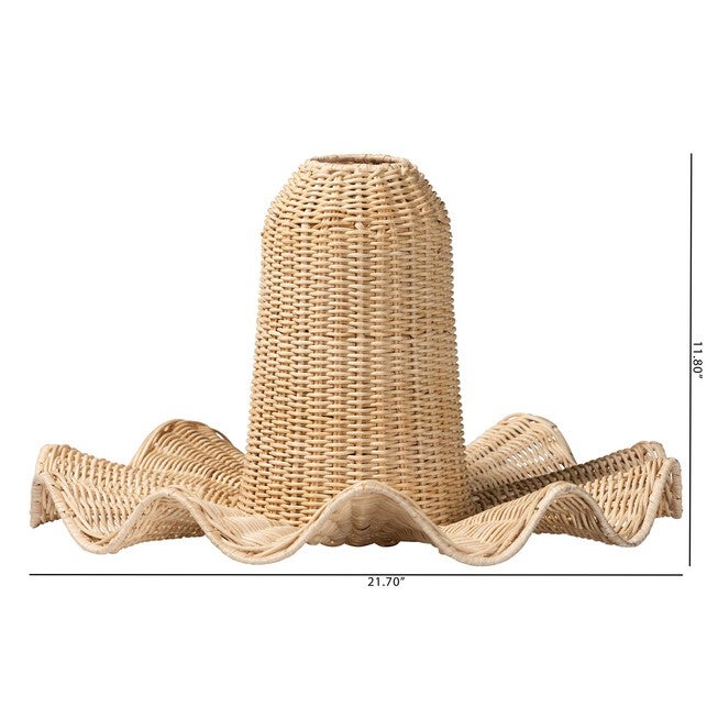 Lavada Bohemian Natural Scalloped Rattan Pendant Lampshade, NATURAL, alternate image number null