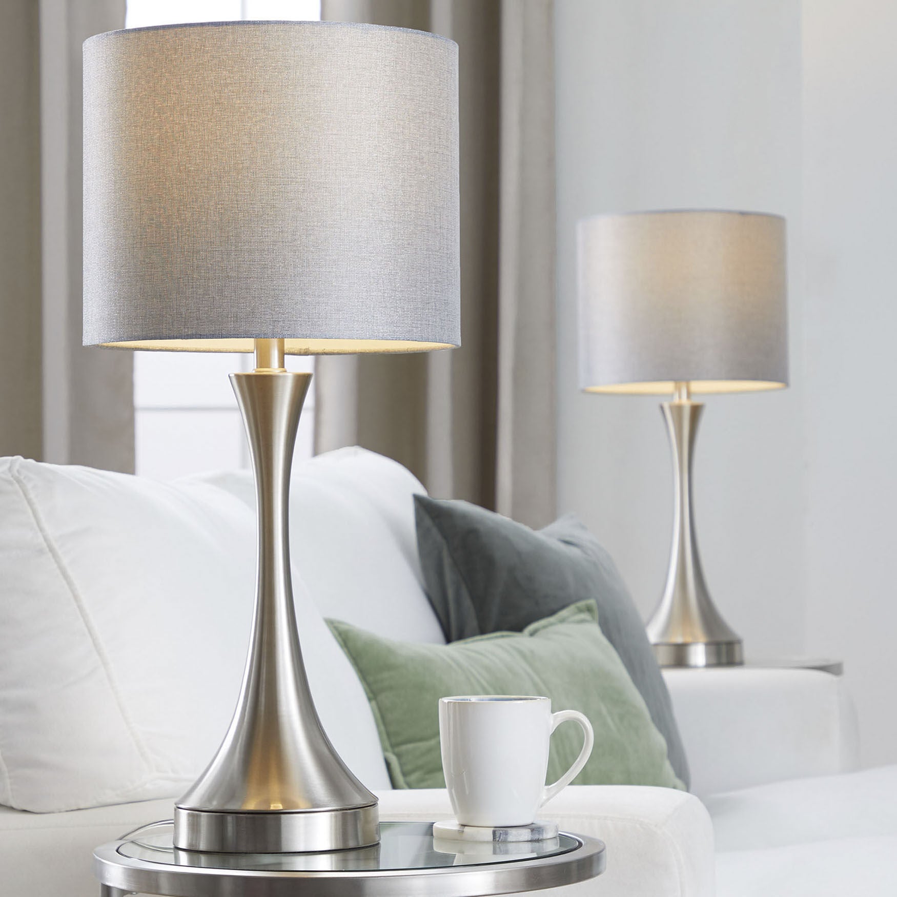 Lenuxe 25 inches Metal Table Lamp With Usb - Set Of 2, , alternate image number 5