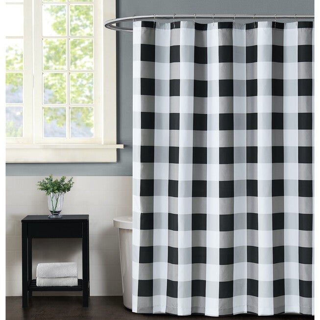 Everyday Buffalo Plaid Shower Curtain, , on-hover image number null