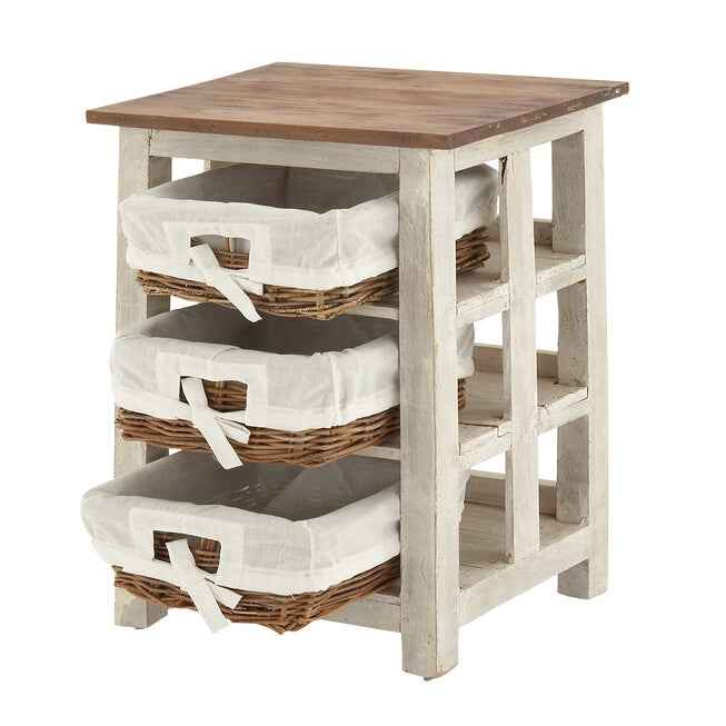 White Farmhouse Rattan Storage Unit, 29 x 15, , on-hover image number null