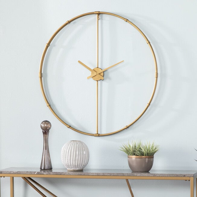 Duzen Large Metal Clock, GOLD, hi-res image number 0