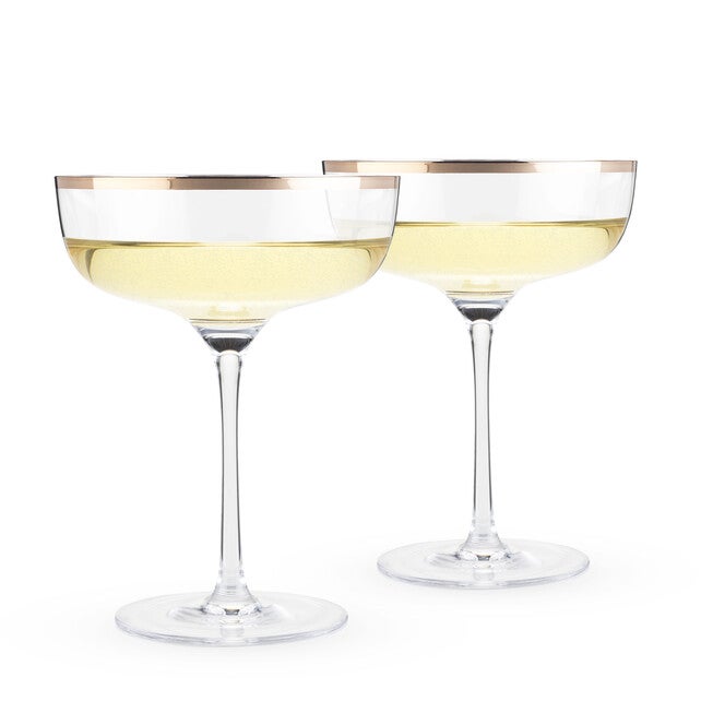 Copper Rim Crystal Coupe Set, CLEAR, hi-res image number 0
