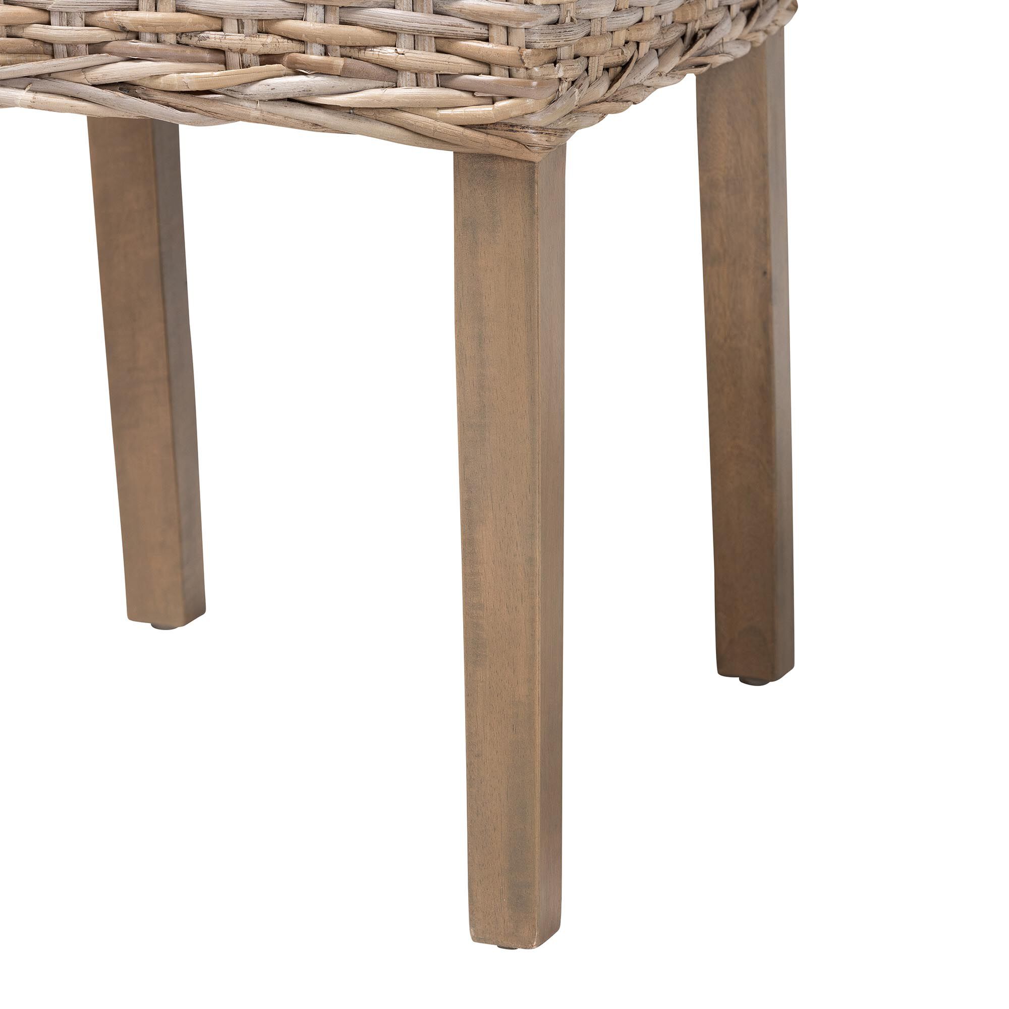 Nevina Bohemian Grey Kubu Rattan and Mango Wood Dining Chair, GREY, alternate image number 7