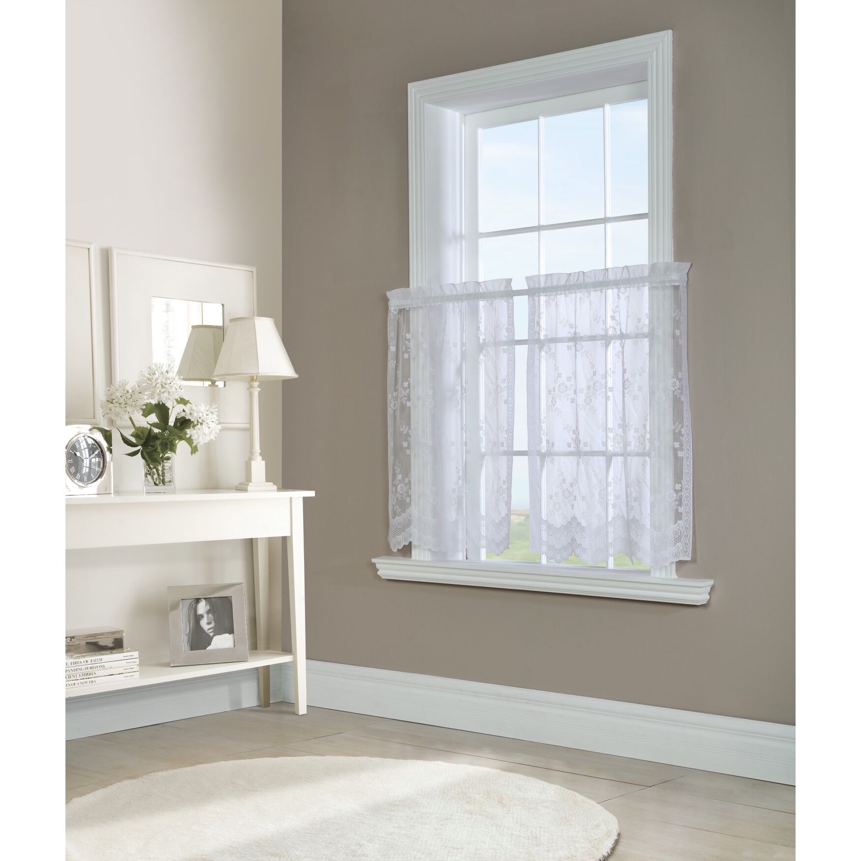 Mona Lisa Sheer Rod Pocket Curtain Tiers, WHITE, hi-res image number 0