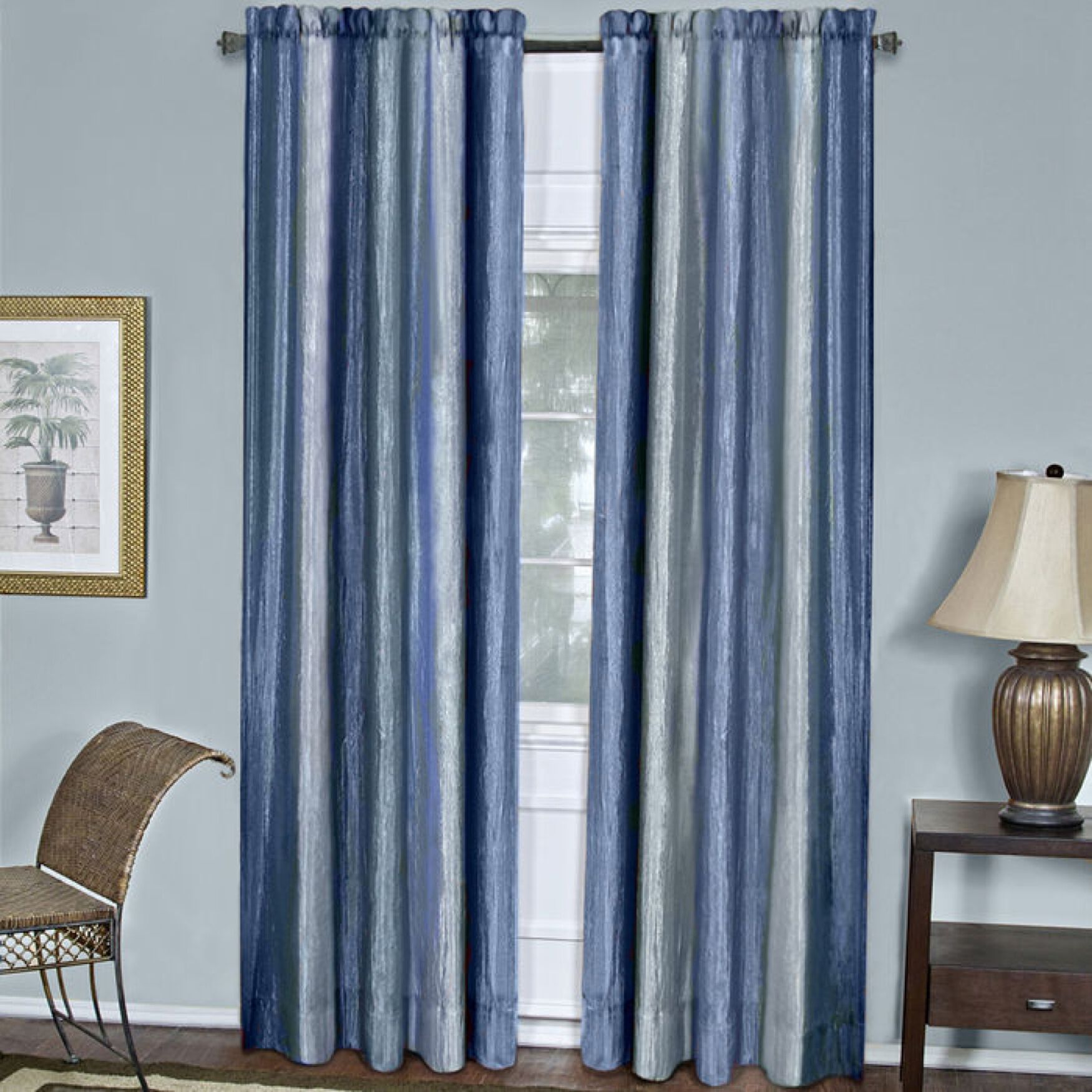 Ombre Window Curtain Panel, BLUE, hi-res image number 0