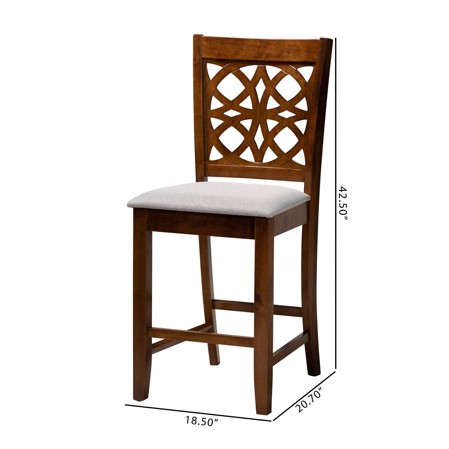 Abigail Modern Beige Fabric And Dark Brown Finished Wood 2-Piece Counter Stool Set, , alternate image number 21