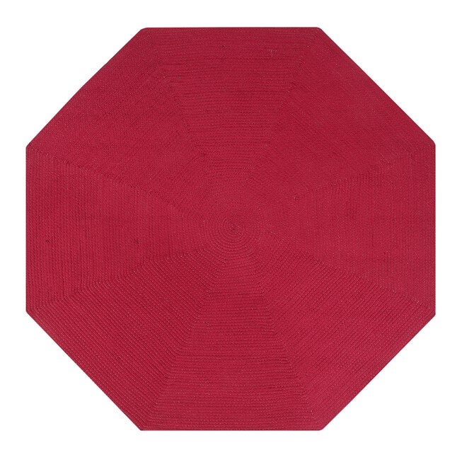 Alpine Braid Collection Reversible Indoor Area Rug, 48 inches" Octagonal , BURGUNDY SOLID, hi-res image number 0