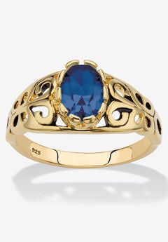Gold over Sterling Silver Open Scrollwork Simulated Birthstone Ring