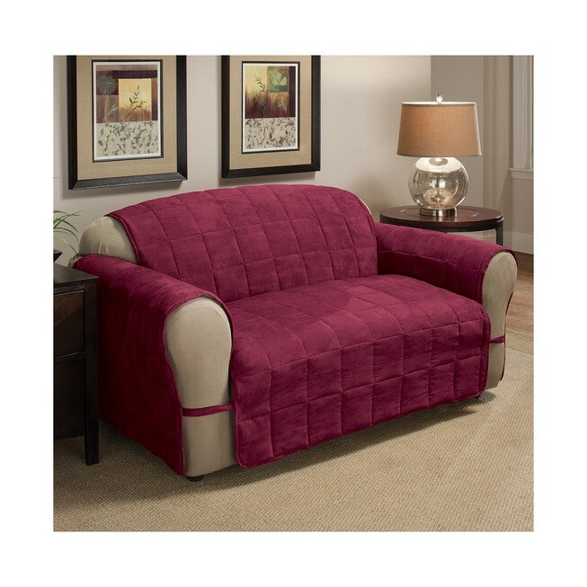 Ultimate Faux Suede Xl Sofa Furniture Slipcover, BURGUNDY, hi-res image number 0