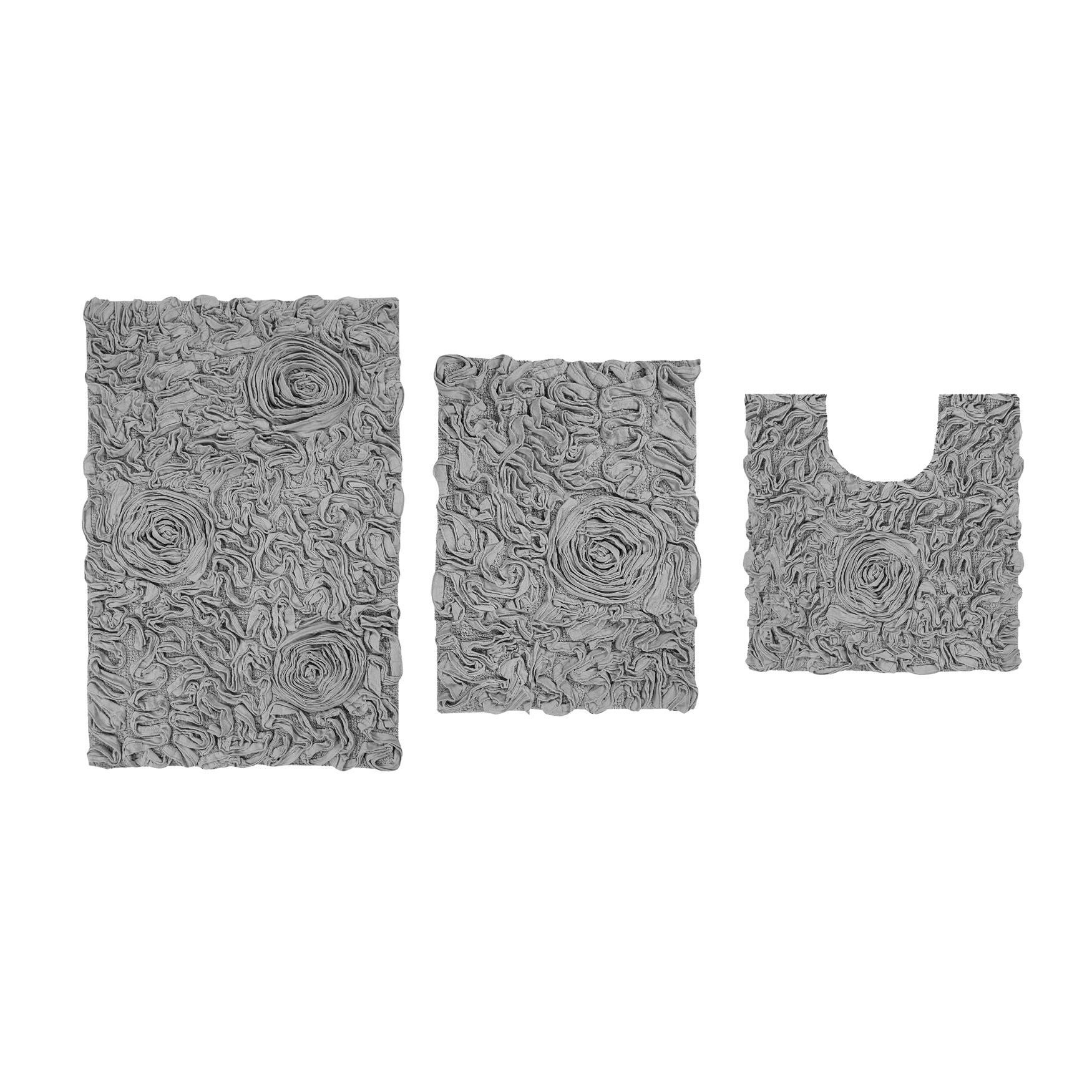 Bellflower 3-Pc. Bath Rug Set, GREY, hi-res image number 0