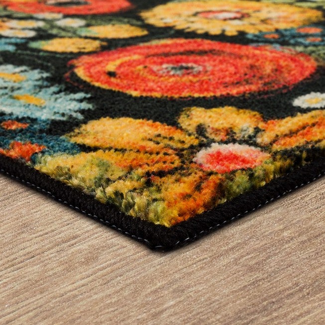 Chalkboard Flowers Kitchen Rug, , on-hover image number null