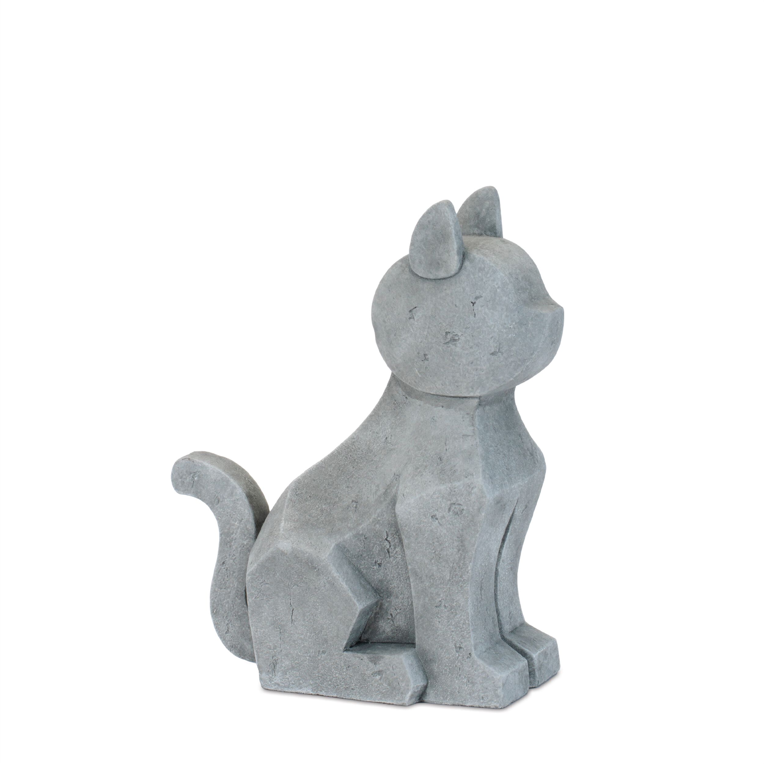 Modern Sitting Dog and Cat Statue Set of 2, GRAY, alternate image number 1