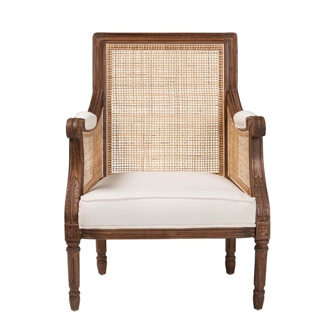 Desmond Traditional French Beige Fabric And Dark Brown Finished Wood Accent Chair, , on-hover image number null