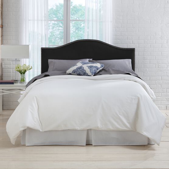 Microsuede Nail Button Headboard, PREMIER BLACK, hi-res image number null