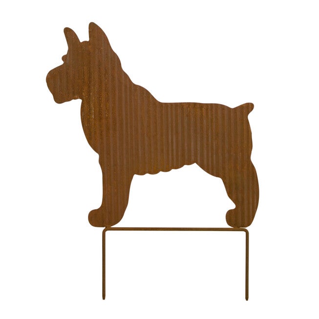 Terrier Dog Silhouette Garden Stake With Rustic Finish 15.75 inchesH, COPPER, hi-res image number null